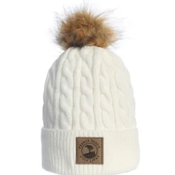 Pebble Beach Ladies Cable Knit Pom Beanie By Ahead Clearance