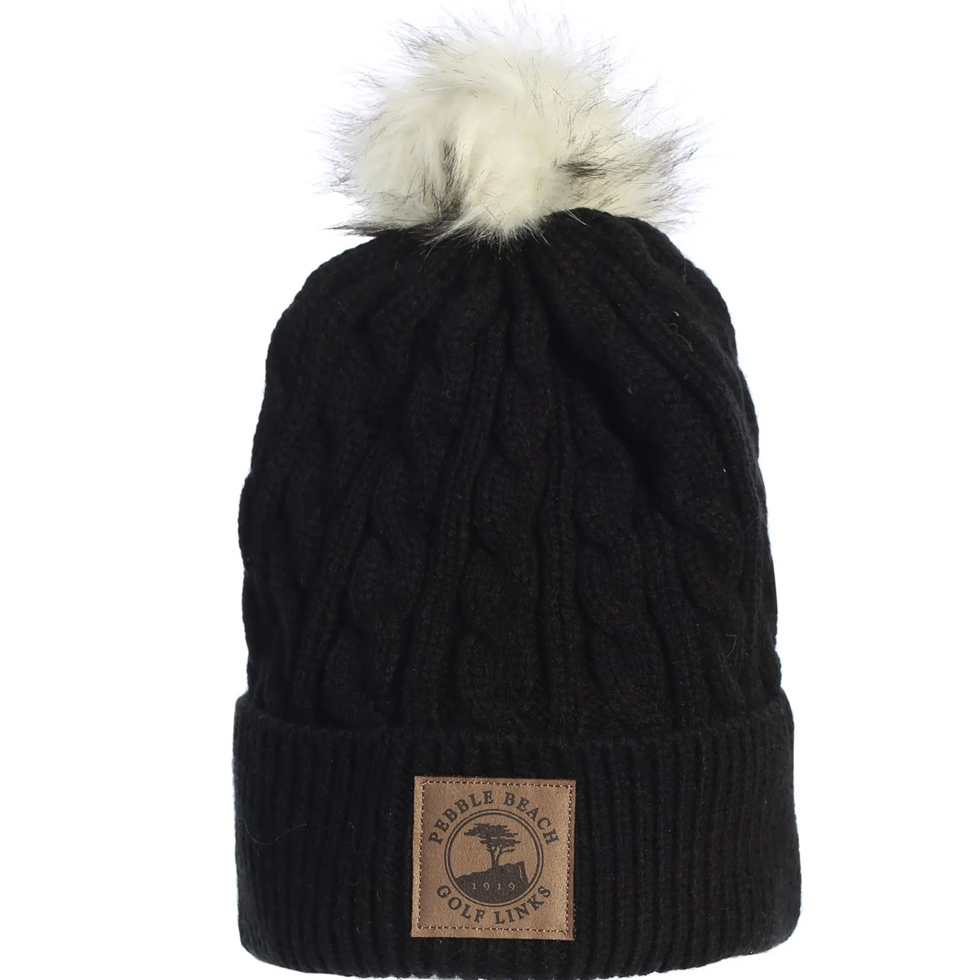 Pebble Beach Ladies Cable Knit Pom Beanie By Ahead Discount