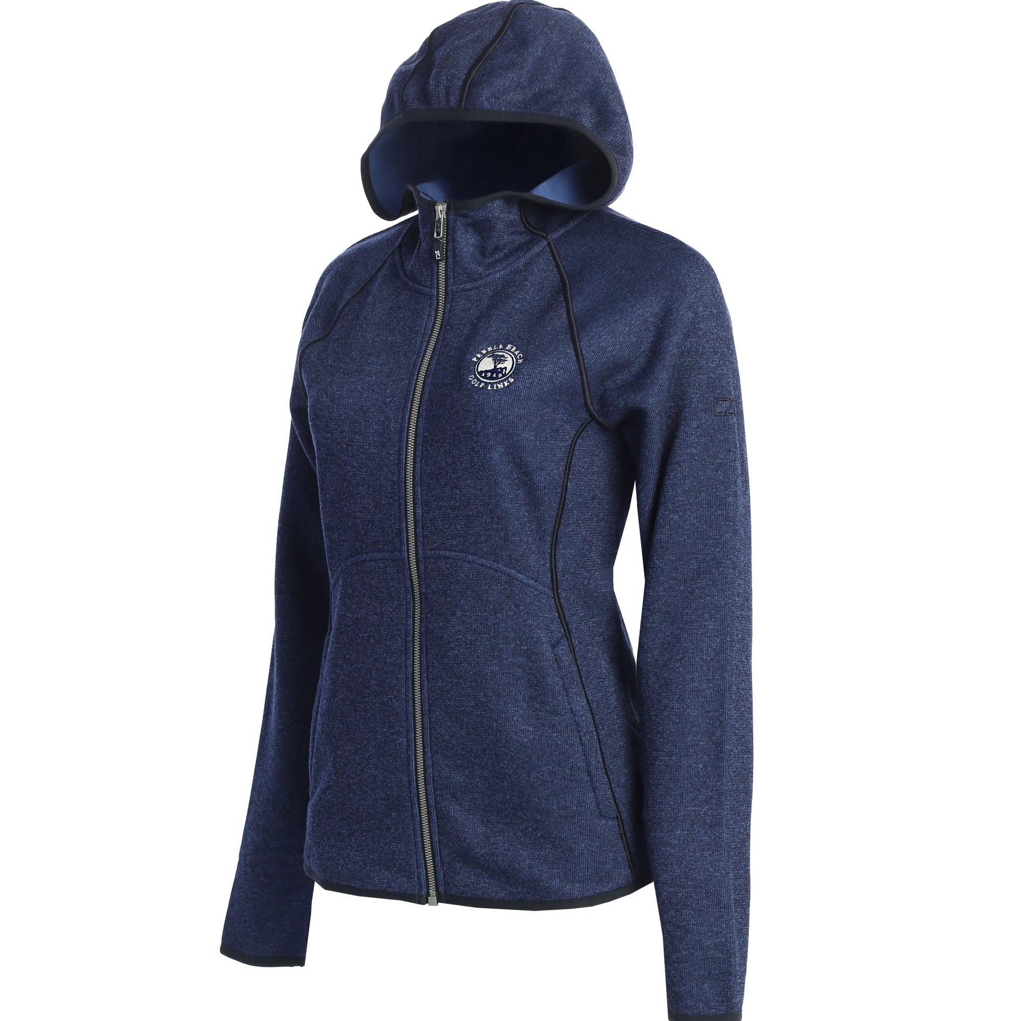 Pebble Beach Ladies Mainsail Full Zip Sweater Knit Hoodie By Cutter & Buck Discount