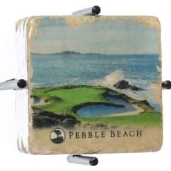 Pebble Beach 7Th And 18Th Hole Marble Coaster Set By Art And Stone Best