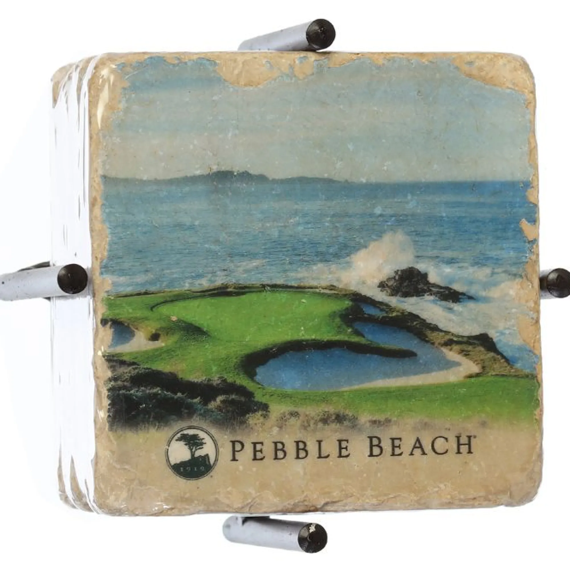 Pebble Beach 7Th And 18Th Hole Marble Coaster Set By Art And Stone Best