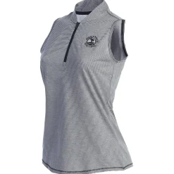 Pebble Beach Women's Sleeveless 1/2 Zip Stripe Polo By Adidas Hot