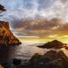 Pebble Beach Radiant Sunset By Bart Keagy - Metal Print Clearance