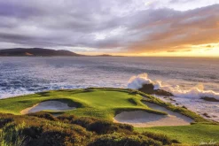 Pebble Beach Sunswept By Joann Dost -Metal Print Outlet